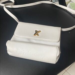 Paloma Picasso White Leather Crossbody with Gold Accent